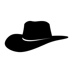 Black Silhouette of a Classic Cowboy Hat with Wide Brim Style