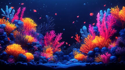 Naklejka premium Vibrant coral reef with small fish