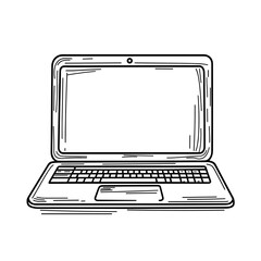 Laptop illustration in a simple line art style on a white background  
