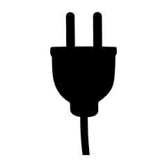 European style twoprong power plug icon in silhouette for electrical connection