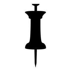 Silhouette of a pushpin or tack, isolated on a white background