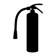 Simple black silhouette of a fire extinguisher against a white background