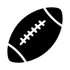 Stylized black and white image of an American football with laces
