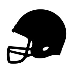 A black and white silhouette of a football helmet facing right