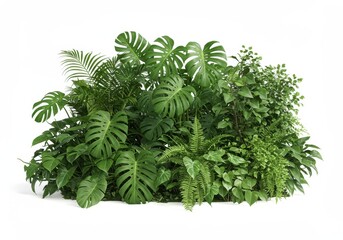 Obraz premium Lush Tropical Foliage Green Plants Nature Garden Botanical Summer Fern Bush Life Scene Leaves Jungle