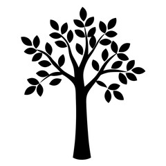 Obraz premium Stylized black tree with leaves on a white background illustration art