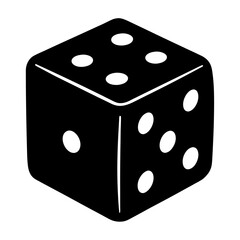 Stylized Black and White Die with Dots Illustrating Chance and Gaming