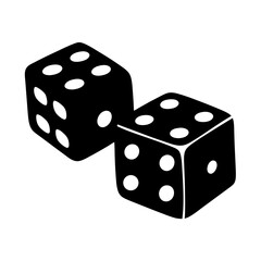 Two black dice with white dots, a symbol of chance and gaming