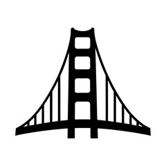 Silhouette of a famous suspension bridge on a white background in simple design