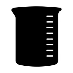 Black silhouette of a graduated lab beaker for chemistry and scientific research