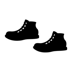 Silhouette image showing a pair of high top boots on a white background