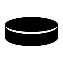 A solid black hockey puck on a white background in vector form