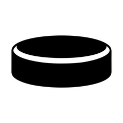 Isolated minimalistic black hockey puck illustration on a clean white background
