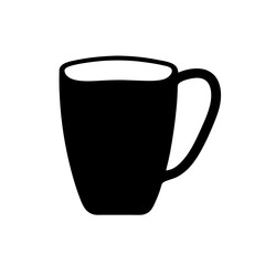 Elegant black coffee cup silhouette isolated on a white background image