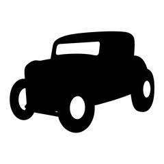 Silhouette of a classic hot rod car in a side view