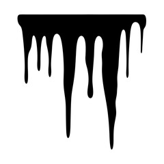A viscous black liquid dripping from a horizontal surface illustration