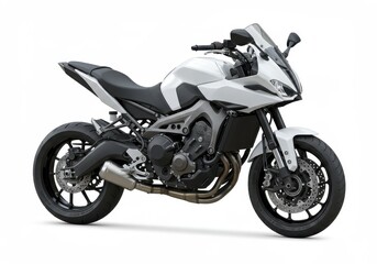 White Sportbike Motorcycle Powerful Engine Modern Design Fast Ride Powerful Machine Sporty Bike