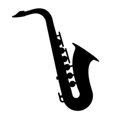 Silhouette of a tenor saxophone, a single reed woodwind musical instrument