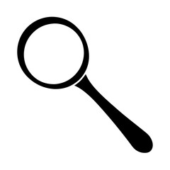 A simple black and white vector illustration of a classic magnifying glass