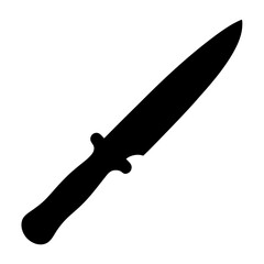 A black silhouette of a dagger or knife on a white background