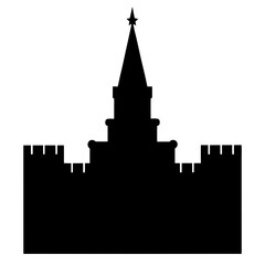 Obraz premium Black Silhouette of the Spasskaya Tower and Kremlin Wall with Star