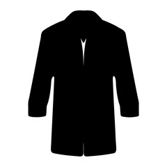 Elegant black coat silhouette evokes a sense of mystery and sophistication