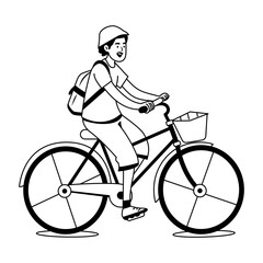 Naklejka premium A character doing cycling illustration in glyph style 