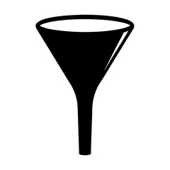 Solid black funnel illustration on a white background used for filtering