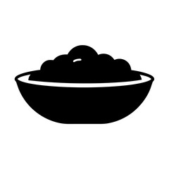 Black silhouette of a bowl filled with fluffy food or contents