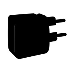 Black and White Silhouette of a European Standard Wall Charger Plug