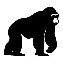 Majestic Gorilla Silhouette in Black and White, embodying strength and tranquility