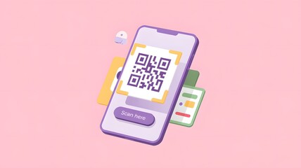 Innovative mobile qr code scanning digital marketing graphic design modern workspace user-centric technology trends