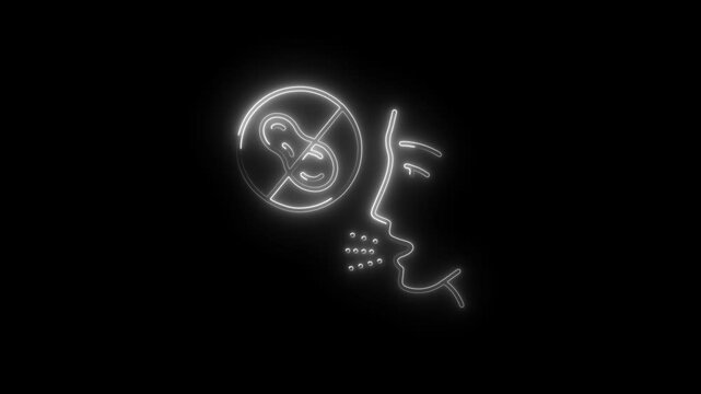 Avoid touching face minimal neon animation on black background
