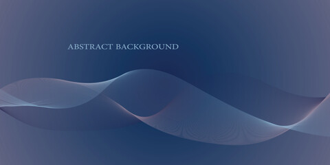 Dark Abstract Wave Background with Smooth Blue Lines and Gradient Flow