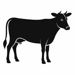 silhouette of a cow,A peaceful cow grazes in a sunlit meadow, calm and serene, embodying the simplicity and beauty of rural life