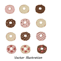 Obraz premium A vibrant and eye-catching vector illustration of a delicious donut with a glossy glaze, sprinkles, and a soft, fluffy texture. Perfect for designs related to desserts, bakeries, food advertising