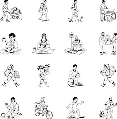 Collection of Glyph Style Poor People Illustrations 
