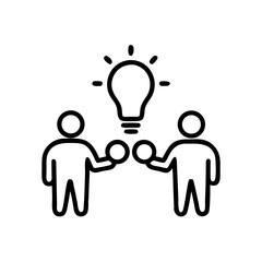 people with lightbulb team brainstorming on transparent background for web and graphic design