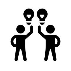 people with lightbulb team brainstorming silhouette on transparent background for web and graphic design