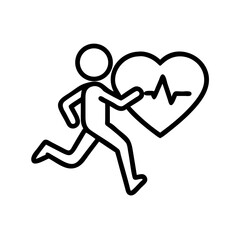 running with heart cardio workout on transparent background for web and graphic design