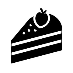 slice of fruit topped cake silhouette on transparent background for web and graphic design