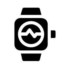 smartwatch with heartbeat fitness tracker silhouette on transparent background for web and graphic design