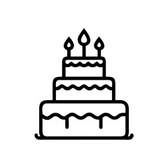 tiered birthday cake with candles on transparent background for web and graphic design