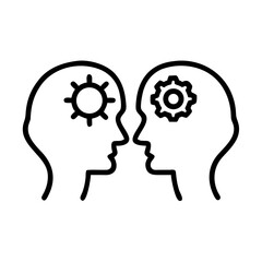 two heads with gear collaborative idea on transparent background for web and graphic design