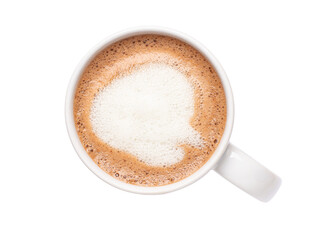 cup of cappuccino coffee on white