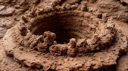 Obraz premium Miniature Mud Castle: Child's Play in Brown Earth