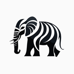 Obraz premium Black and White Silhouette of an Elephant in Abstract Style 