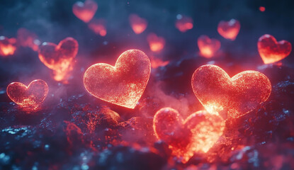 Enchanting Valentine's Day with Floating Glowing Hearts