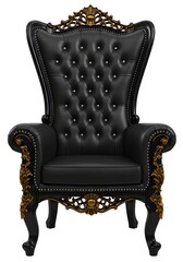 Naklejka premium Ornate black leather throne chair