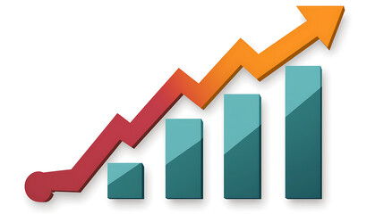 A graph with a red arrow pointing upward